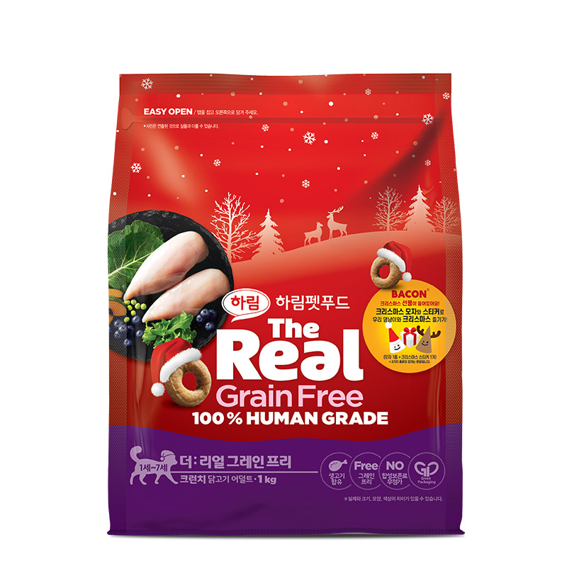 [크리스마스]더리얼 캣 그레인프리 크런치 닭고기 어덜트 1kg